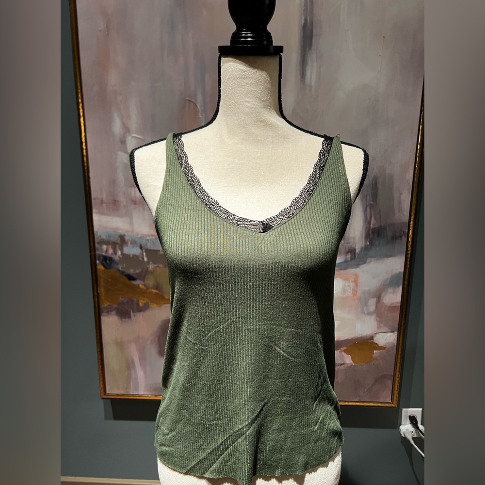 Dark green lace strappy top